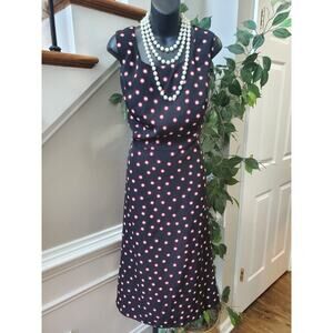 Studio I Black Red & White Polyester Round Neck Sleeveless Knee Length Dress 20W